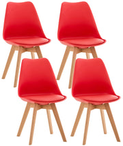 Set 4 Sedie Pranzo Linares rosso,Plastica