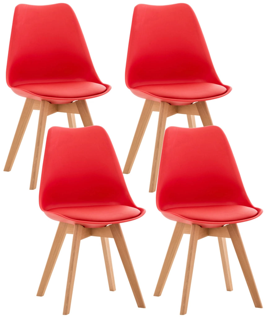 Set 4 Sedie Pranzo Linares rosso,Plastica
