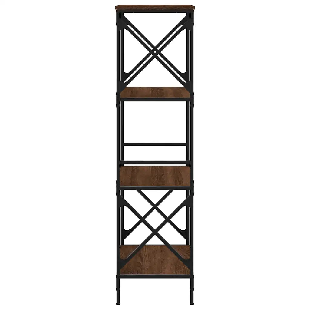 Libreria 4 Ripiani-Scaffale per Libri-Mobile di Stoccaggio Rovere Marrone 59x35x132cm Legno Multistrato