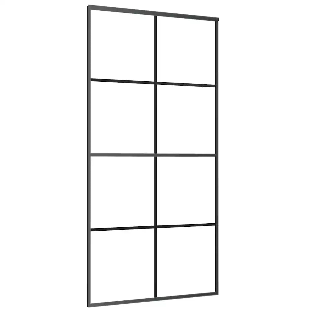 Porta Scorrevole con Ferramenta Nera 102,5x205 cm in Vetro ESG