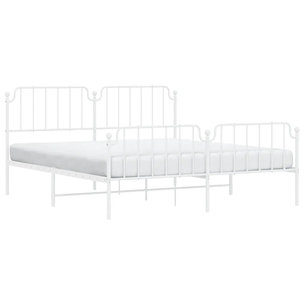 Giroletto con Testiera e Pediera Metallo Bianco 183x213 cm 373959