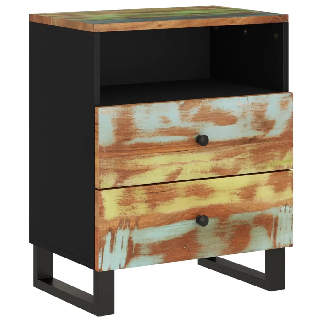 Comodino | Armadio da Notte | Mobiletto da notte 50x33x62cm Legno Massello Recupero e Legno Multistrato