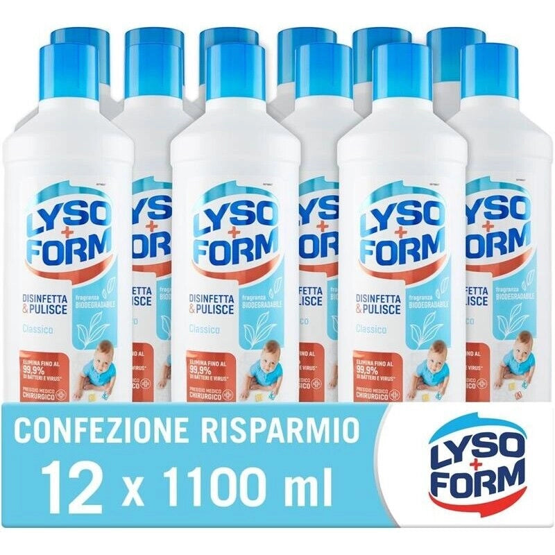 LYSOFORM PAVIMENTI CLASSICO SET 12 PZ X 1.1 LT DISINFETTA E PULISCE FRAGRANZA BIODEGRADABILE