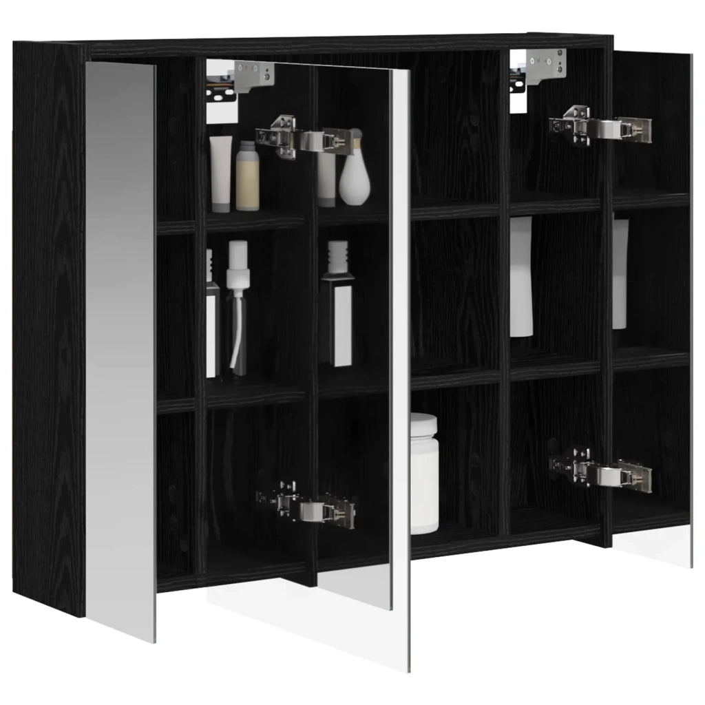 Mobiletto per specchio da bagno Rovere Nero 73,5 x 16 x 62,5 cm