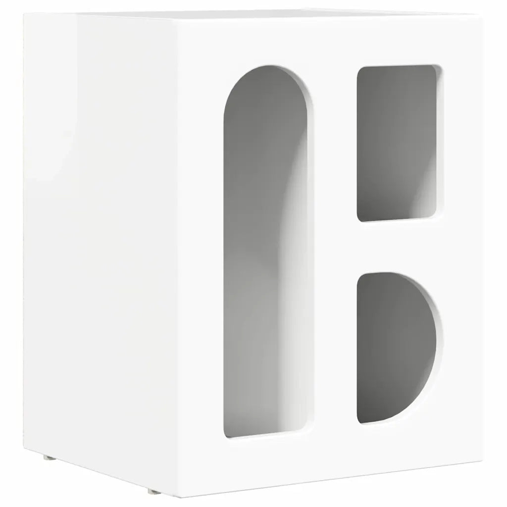 Comodino | Armadio da Notte | Mobiletto da notte Bianco Lucido 40 x 35 x 50 cm Legno multistrato