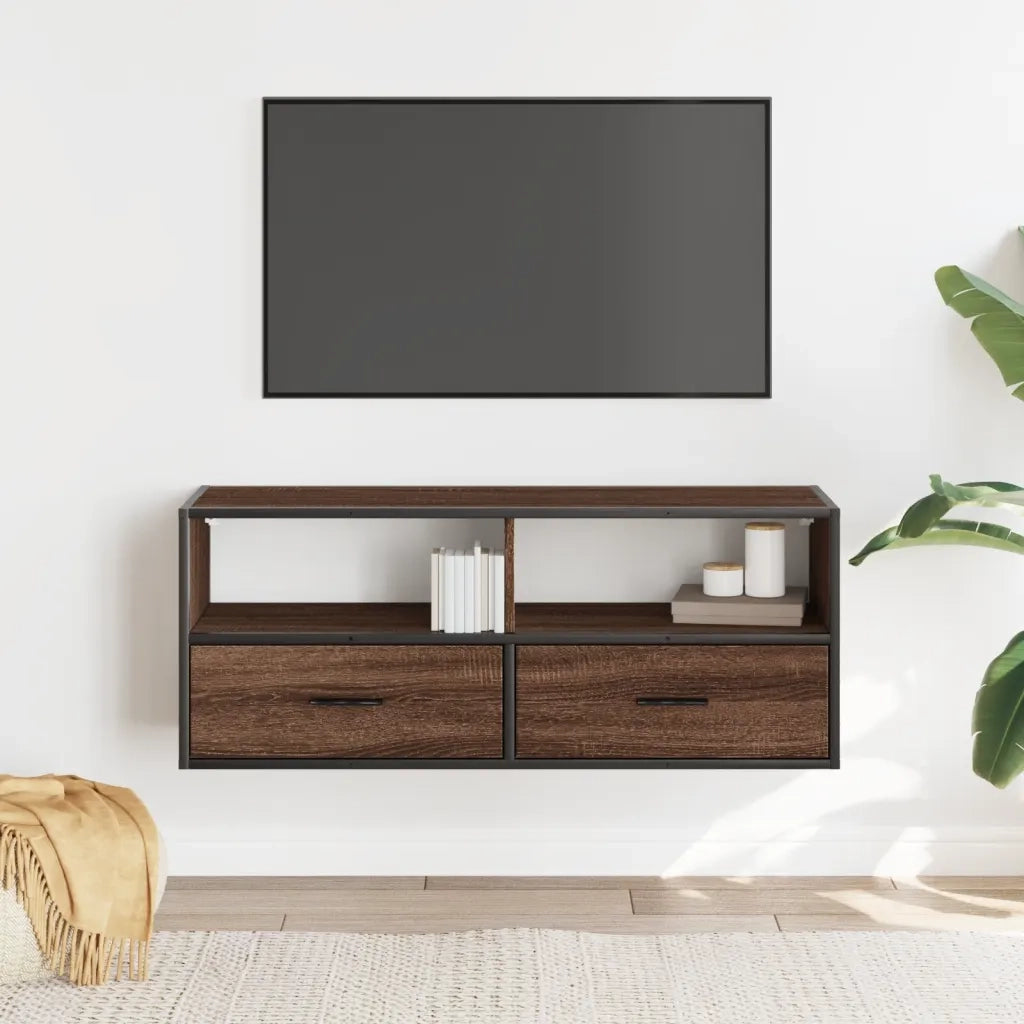 Mobile TV | Armadietto TV | Mobile Porta TV Rovere Marrone 100x31x39,5 cm in Truciolato e Metallo