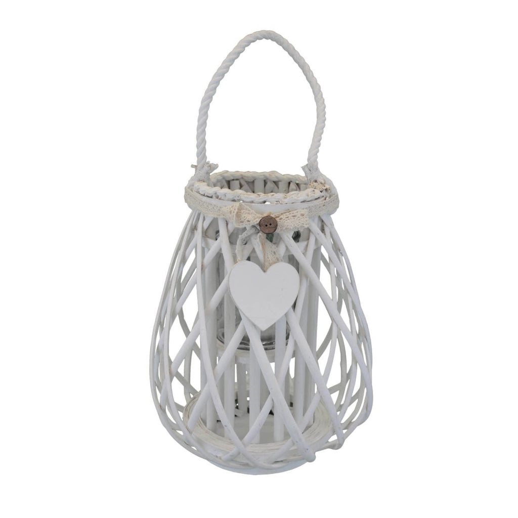 Lanterna in Vimini Rotonda in Vimini Vetro cm 28x28x36 - TREV