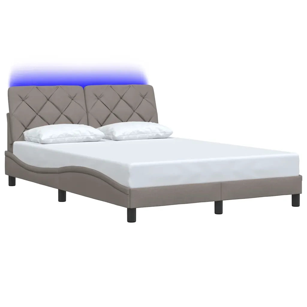 Giroletto con LED senza Materasso-Struttura Letto Tortora 140x190 cm in Tessuto
