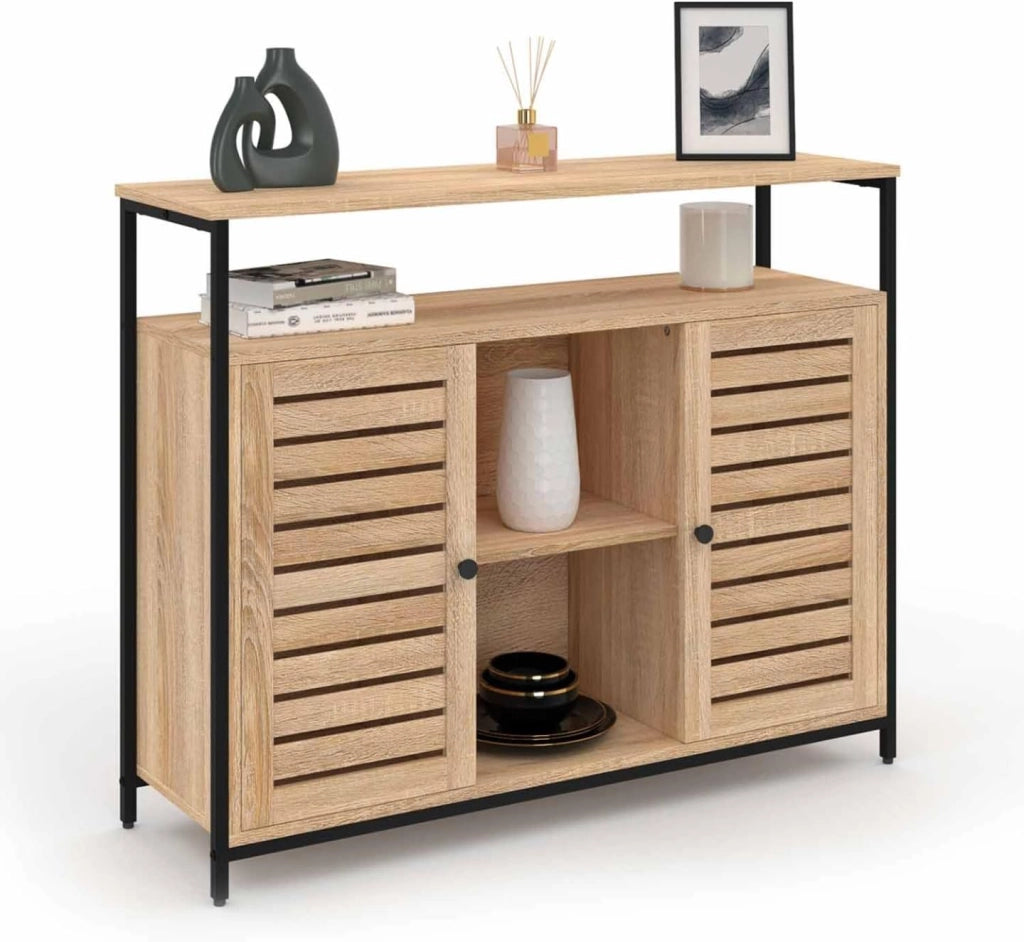 Credenza HALIFAX di design industriale a 2 ante con ante a ribalta, 100 cm