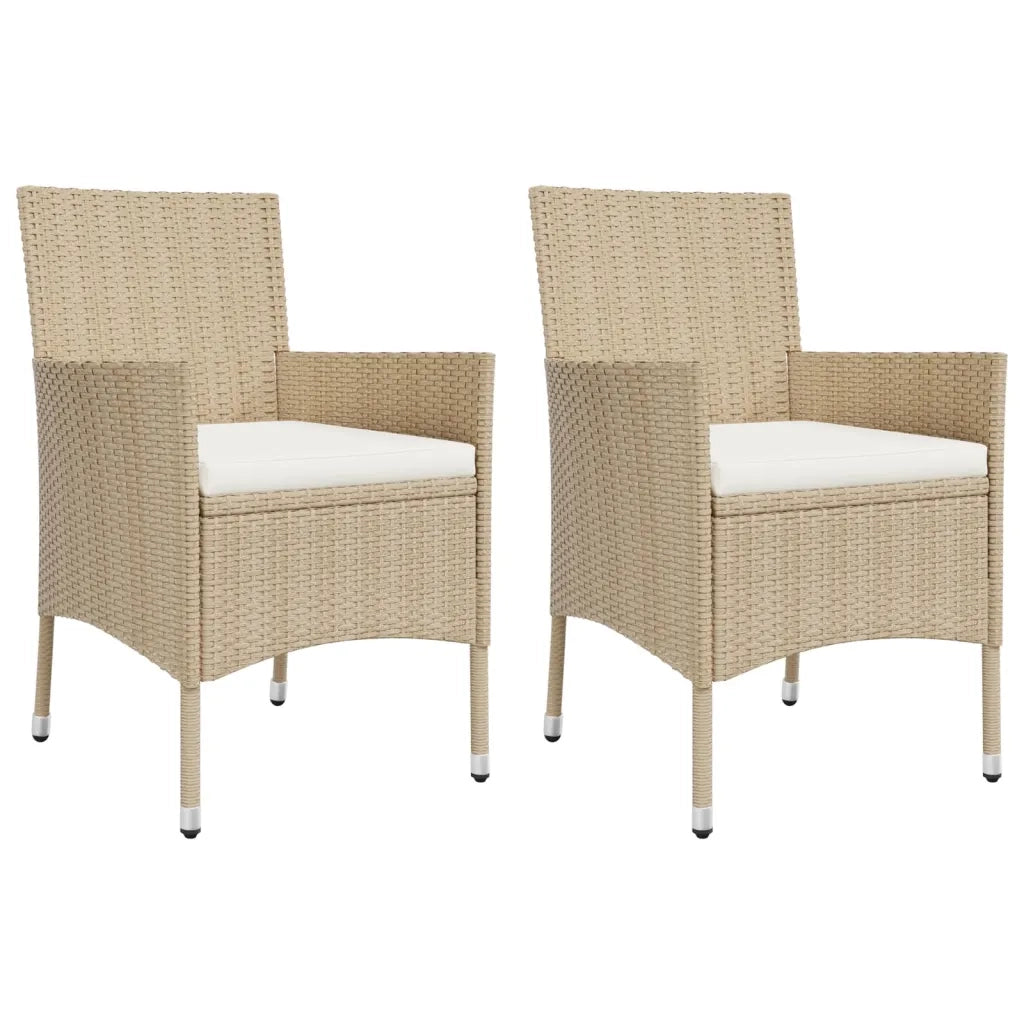 Set da BistrÃ² da Giardino 3 pz con Cuscini Beige in Polyrattan