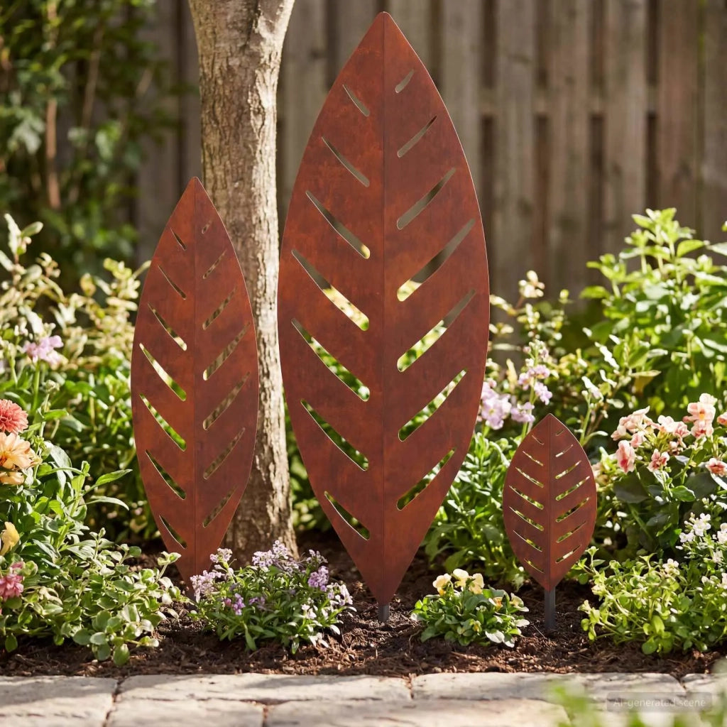 Palo da Giardino 3 pz 116,5 x 35 x 3 cm Ruggine Acciaio Corten 8013397
