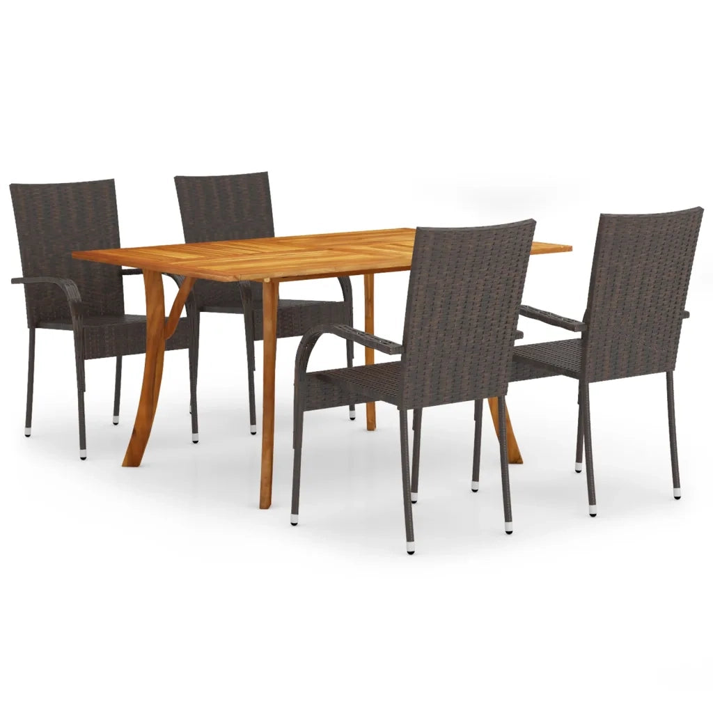 Set Mobili da Pranzo per Giardino 5 pz Marrone 3072127