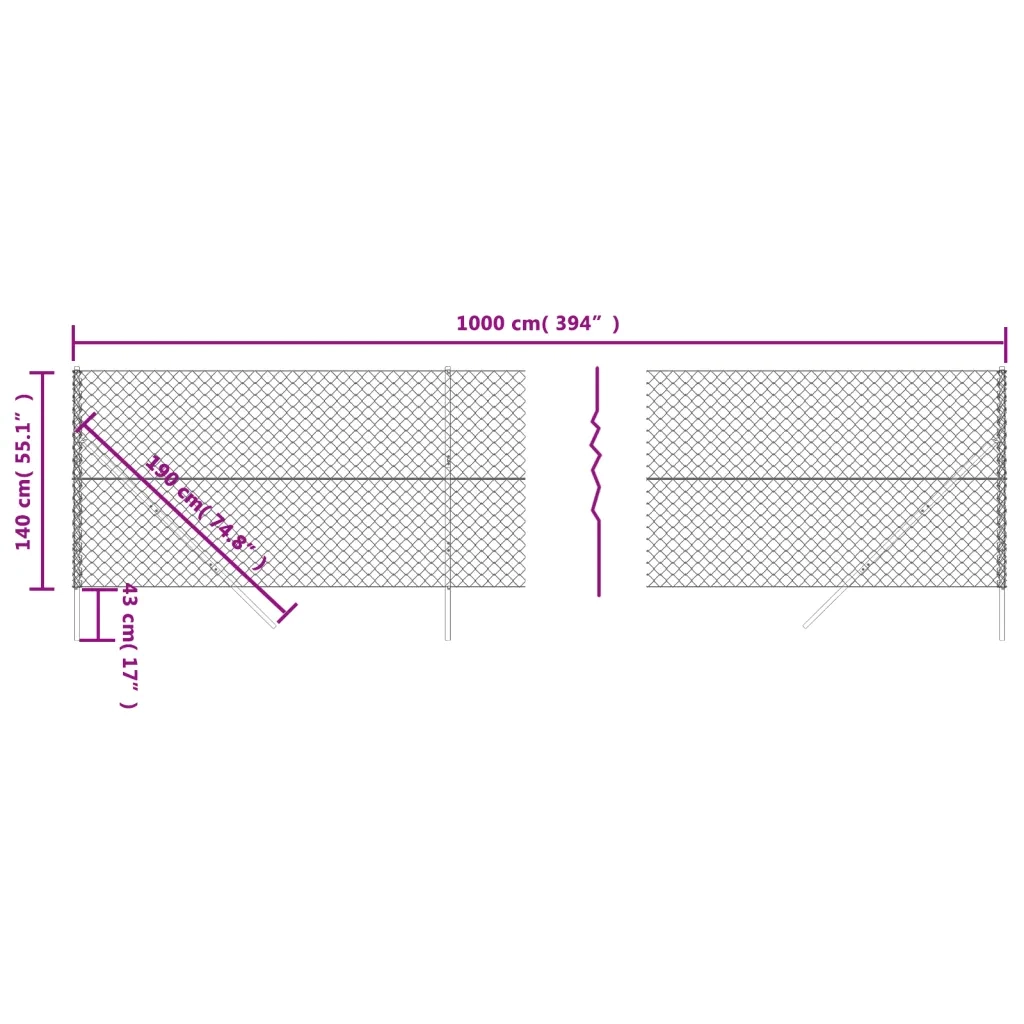 Recinzione a Rete Antracite 1,4x10 m 153955