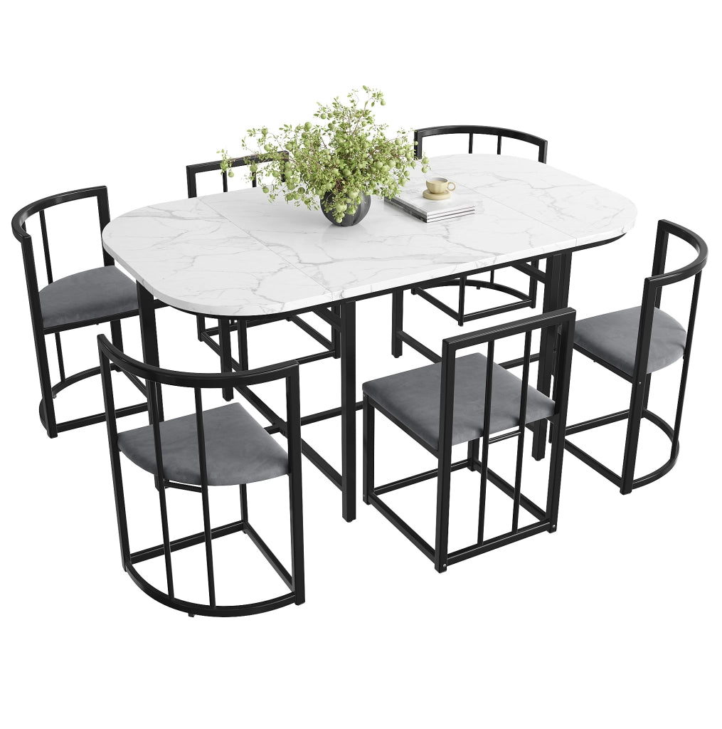 Set da pranzo 140x80x76 cm; 6 posti; in MDF nero