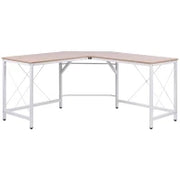 Scrivania Angolare a L con Piedini Regolabili, Scrivania pc in Legno e Acciaio, 150x150x76 cm, Rovere