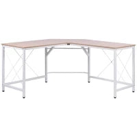 Scrivania Angolare a L con Piedini Regolabili, Scrivania pc in Legno e Acciaio, 150x150x76 cm, Rovere