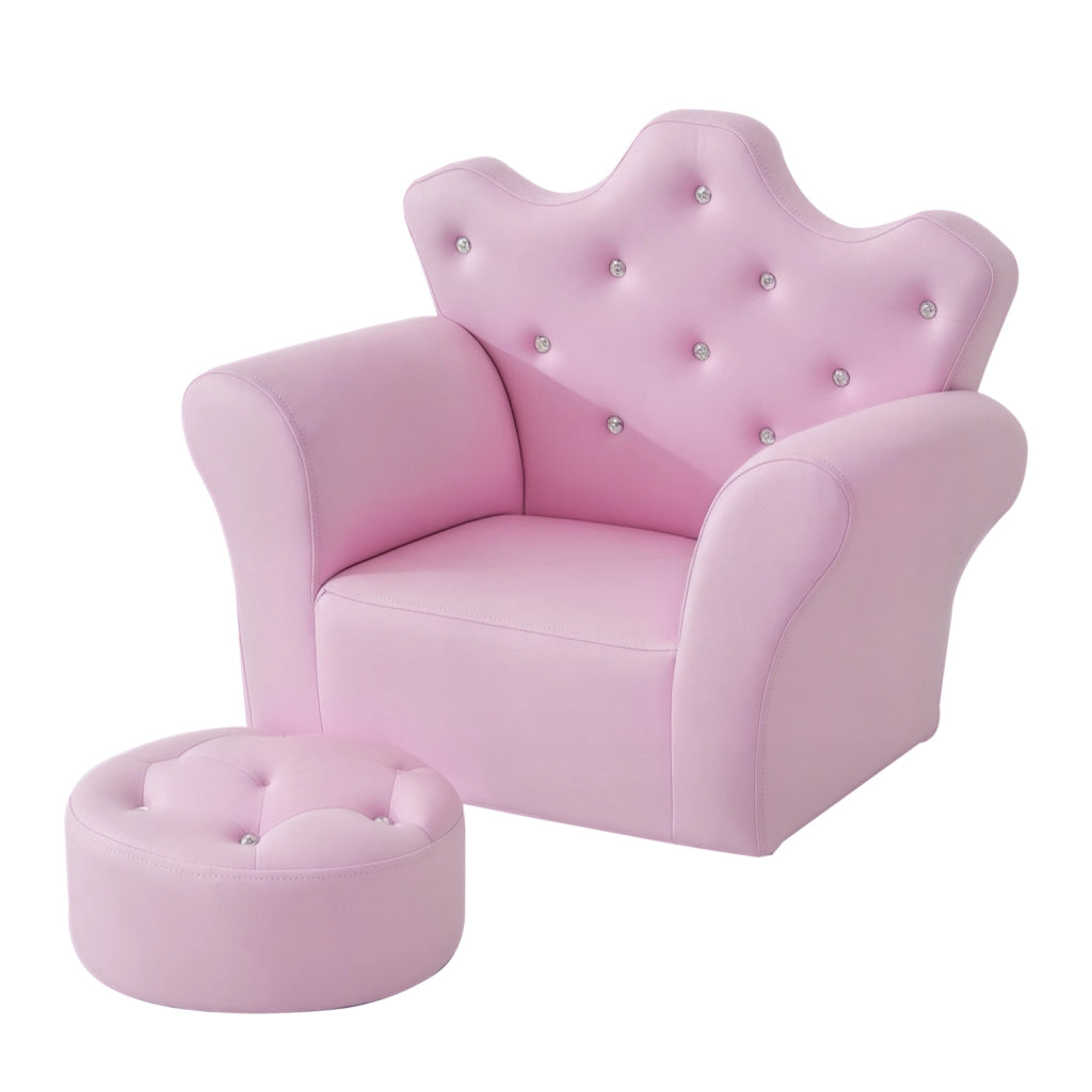Poltrona bambini con schienale alto e poggiapiedi ¨C zephmum ¨C rosa 58x40,5x49 cm