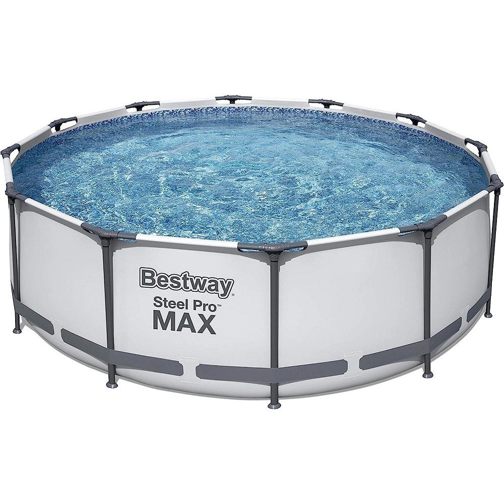 Trade Shop - Piscina Fuori Terra Rotonda Steel Pro Max 366x100 Cm 9150lt Pompa Scaletta 56418 -