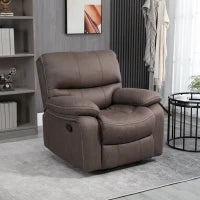 Poltrona Relax con Reclinazione Manuale e Poggiapiedi, in Microfibra e Acciaio, 97x90x96 cm, Marrone