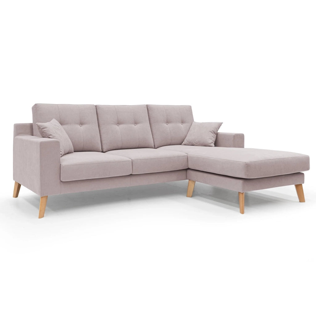 Danish Divano angolare REVERSIBILE in tessuto morbido impermeabile T02 237 cm rosa