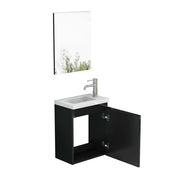 Mobile bagno sospeso con lavabo in ceramica e specchio; chiusura ammortizzata; per bagno; in MDF; nero lucido