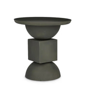 Tavolino Rotondo in Acciaio con Base Scultorea Geometrica - SYMPHONY
