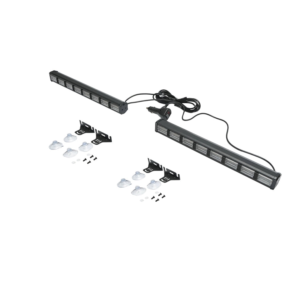 Set di 2 lampade stroboscopiche a LED con ventose, 96W, 9-30V, 5 colori, 8 moduli 385x40x36mm