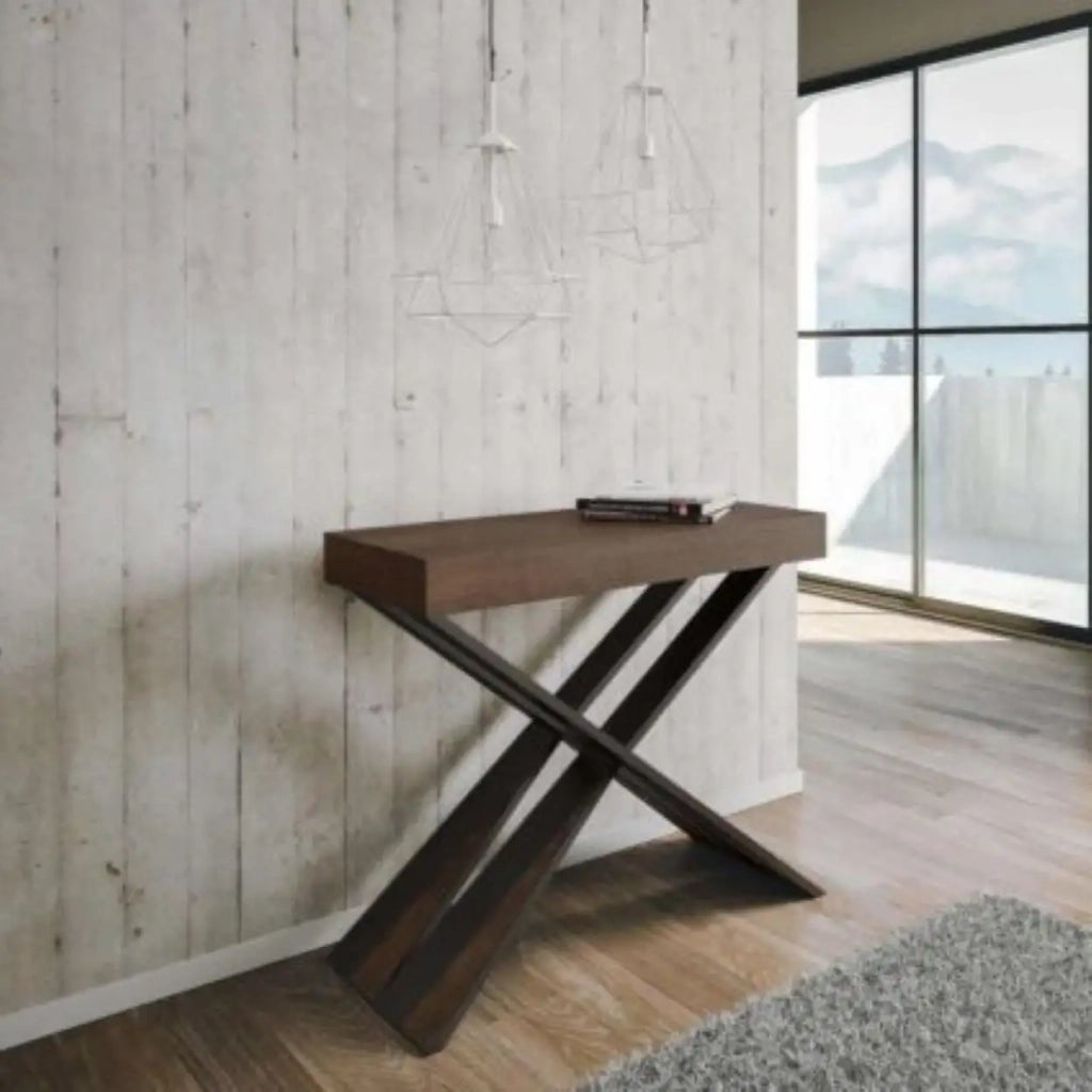 Consolle allungabile 90x40/196 cm Diago Small Premium noce gambe antracite