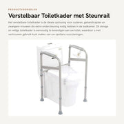 Supporto per la Toilette Regolabile 65-86cm - Sedile per la Doccia - Sostegno per la Toilette Senza Forare - Sostegni per la Toilette per Anziani - Barra di Sicurezza - Maniglie Antiscivolo