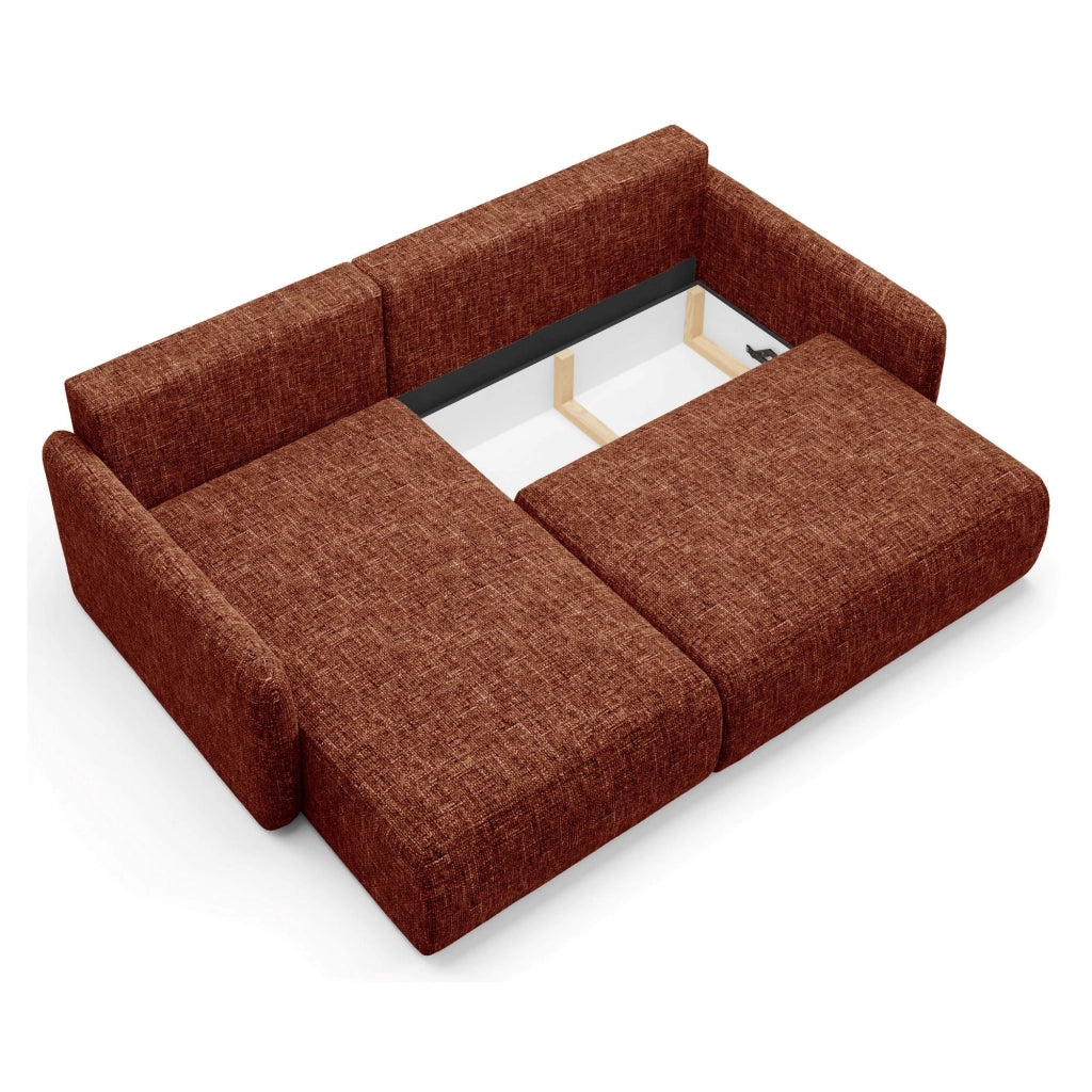 Pagno, Divano Letto con Penisola Contenitore, 207x148 cm Arancione Scuro