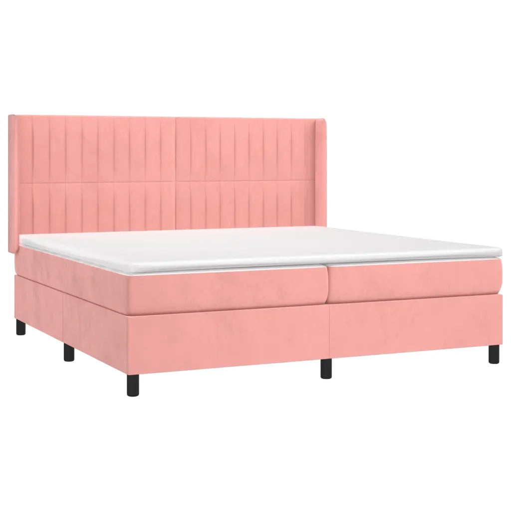Letto a Molle con Materasso e LED Rosa 200x200 cm in Velluto