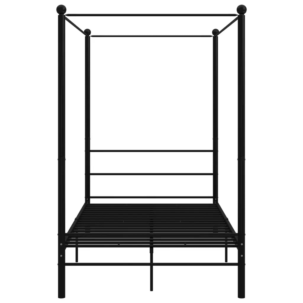 Letto a Baldacchino Nero in Metallo 140x200 cm 325060