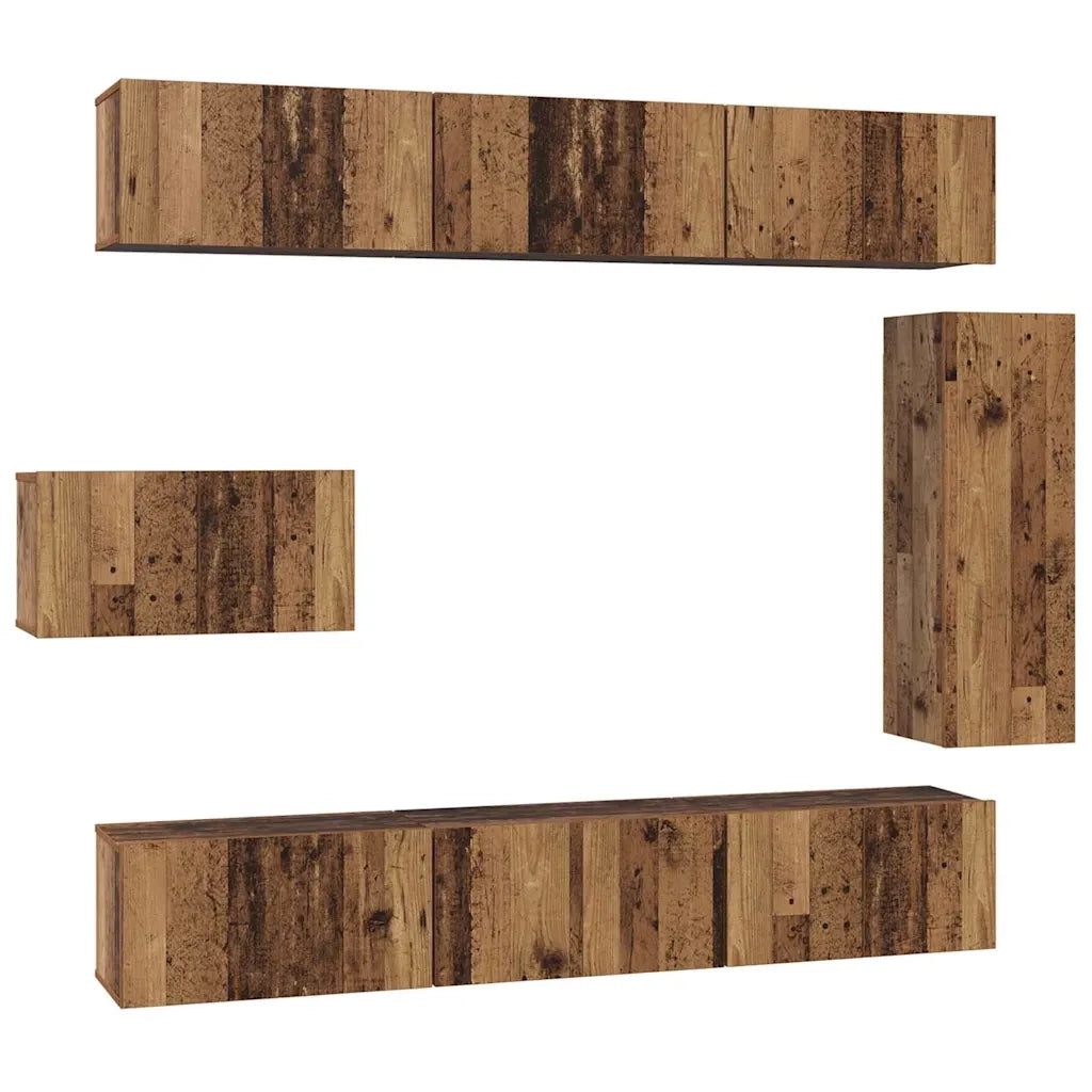 Set mobile TV 8 pz-Set di 8 Credenza per TV Legno vecchio Legno multistrato 567255