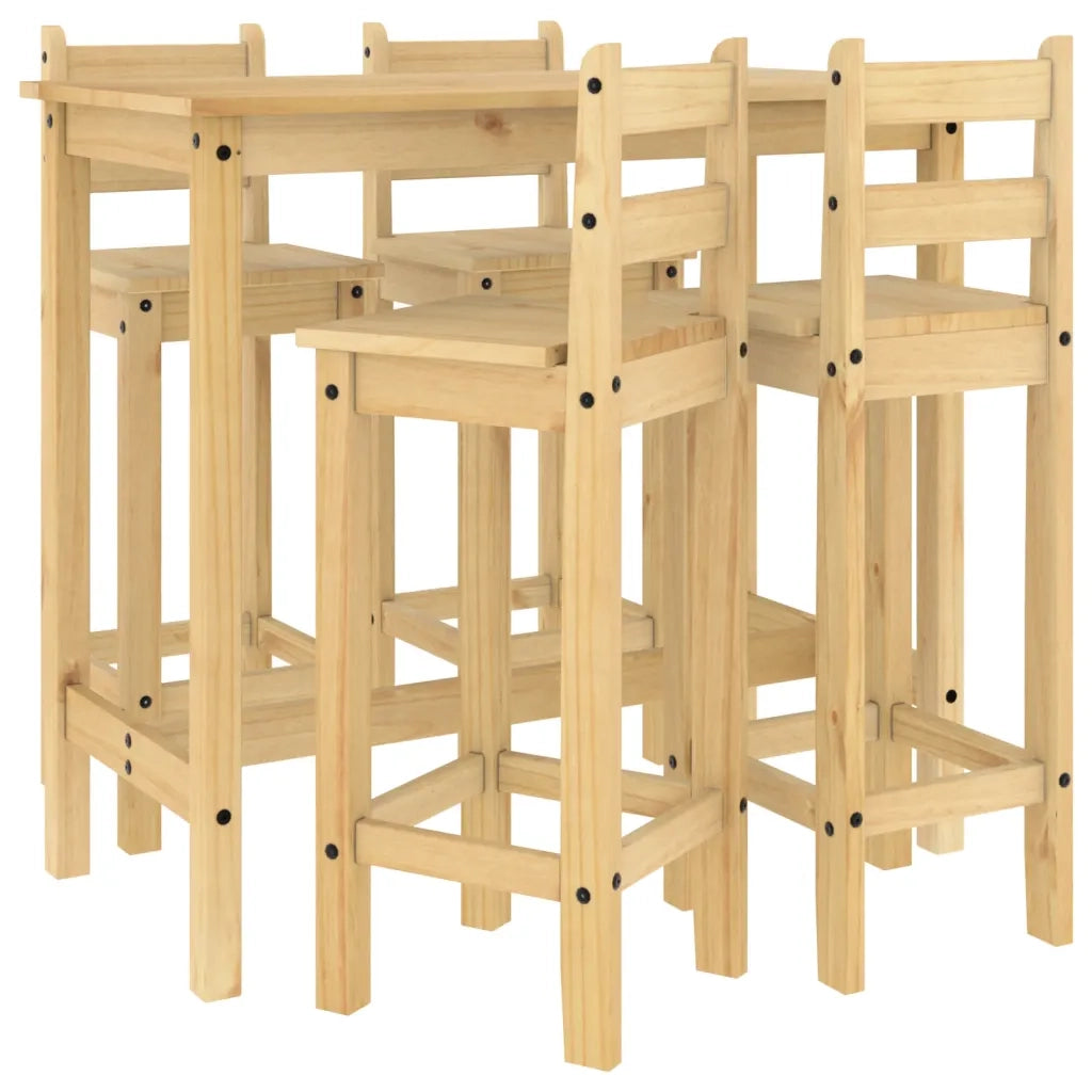 Set da Bar 5 pz in Legno Massello di Pino 3217072