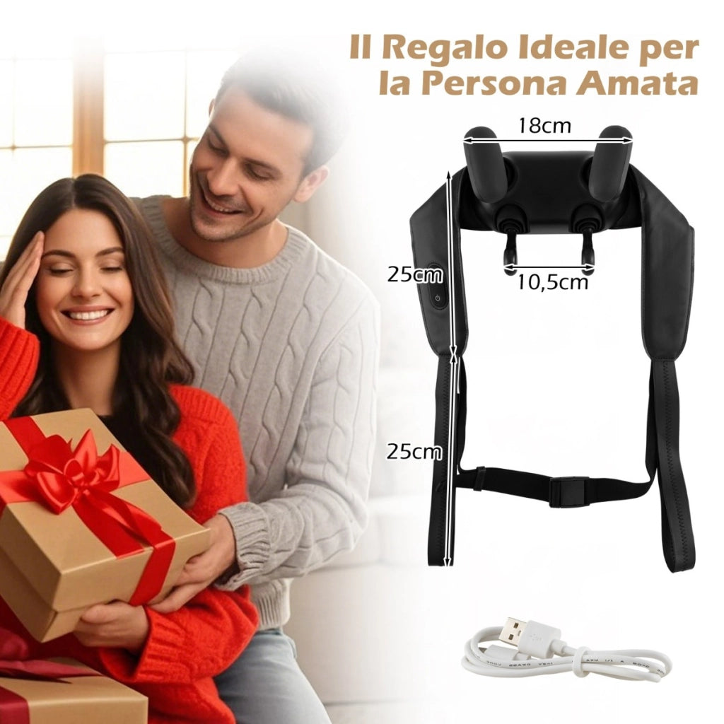 Massaggiatore per collo e spalle con 2 livelli di calore, Massaggiante portatile e senza fili regali per famiglia Nero-Massaggiatori