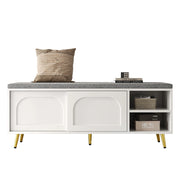 Mobile ingresso con ante e ripiani; in pannello truciolare; 121×35×49 cm; bianco