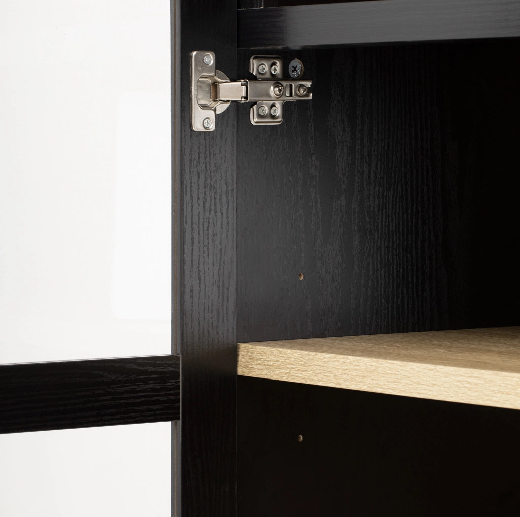 MOBILE ALTO da Cucina 76x40x180 cm Nero in MDF e Vetro