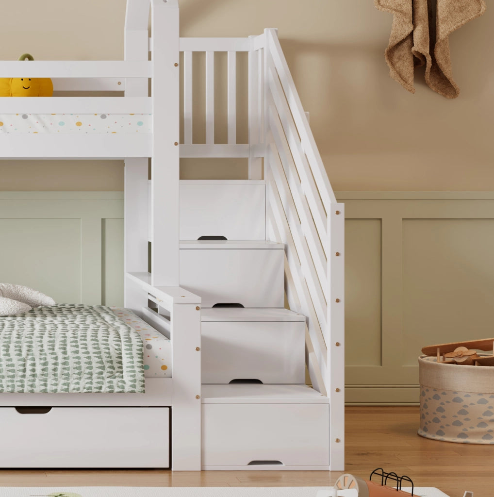 Letto a castello per bambini bianco 90x200 e 140x200 cm