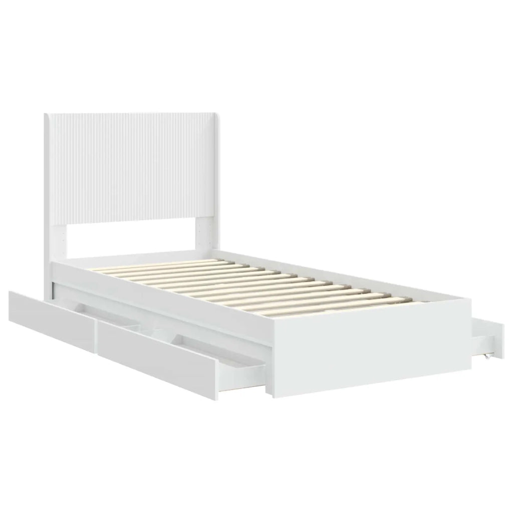 Struttura del letto con stoccaggio e testata Bianco 90 x 200 cm