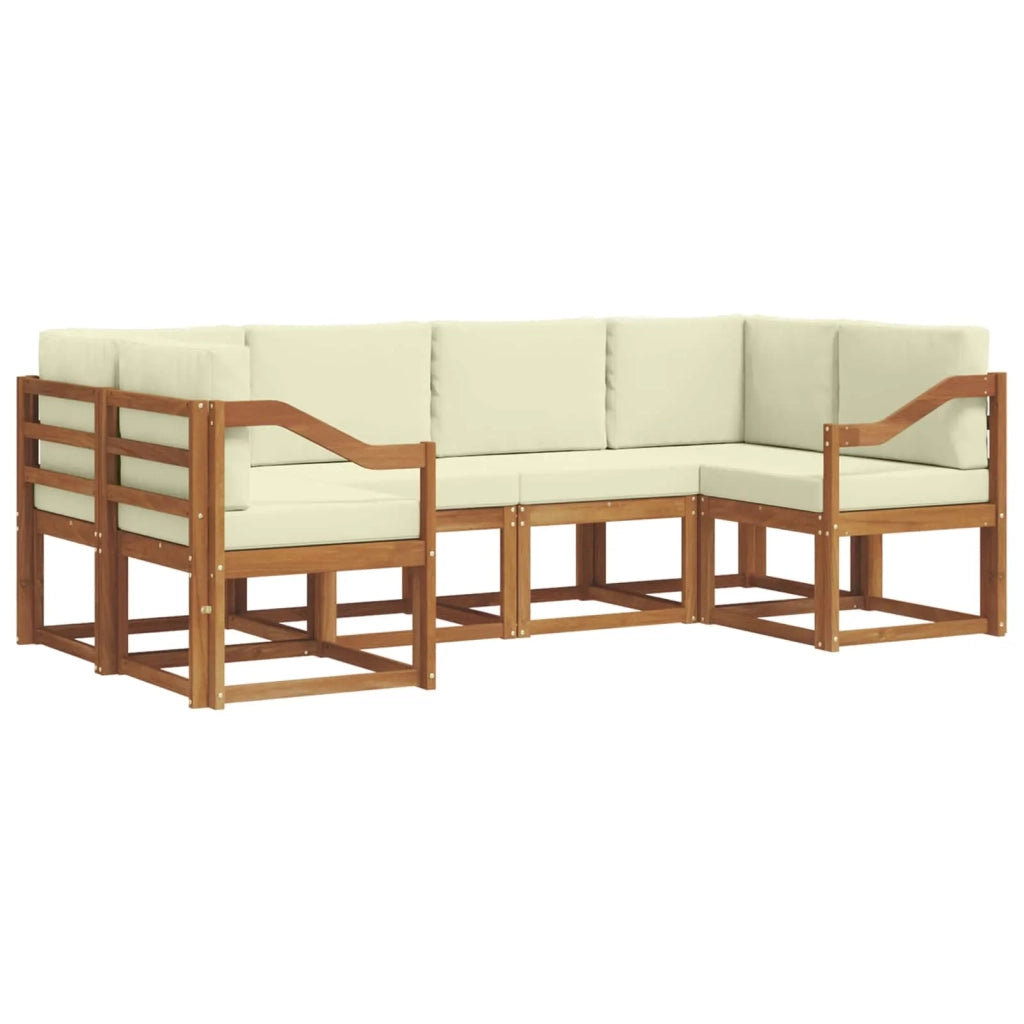 Set di divani da esterno con cuscino 6 pcs Naturale e Crema