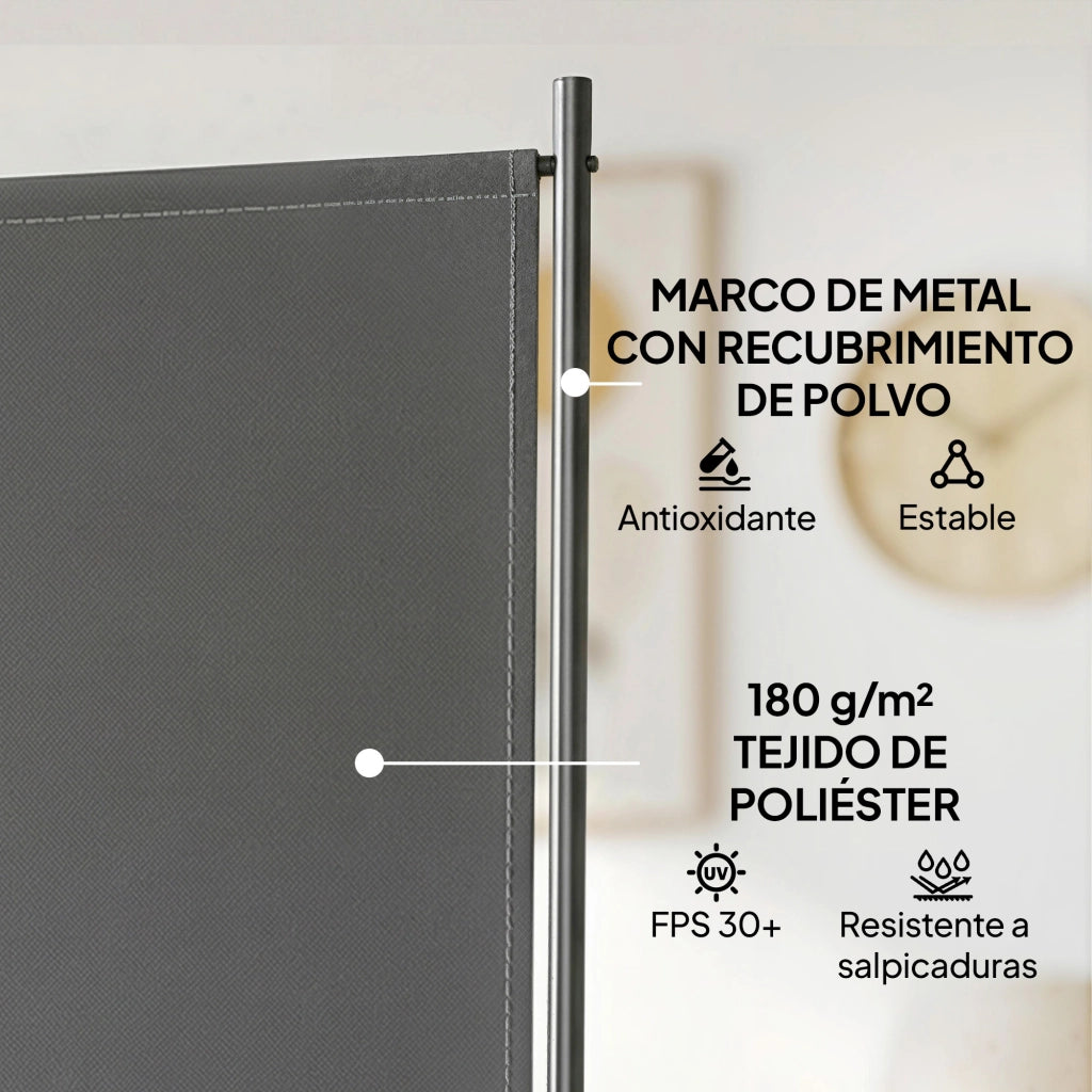 Biombo pieghevole 3 ante ¨C zephmum ¨C grigio scuro metallo 260x180 cm