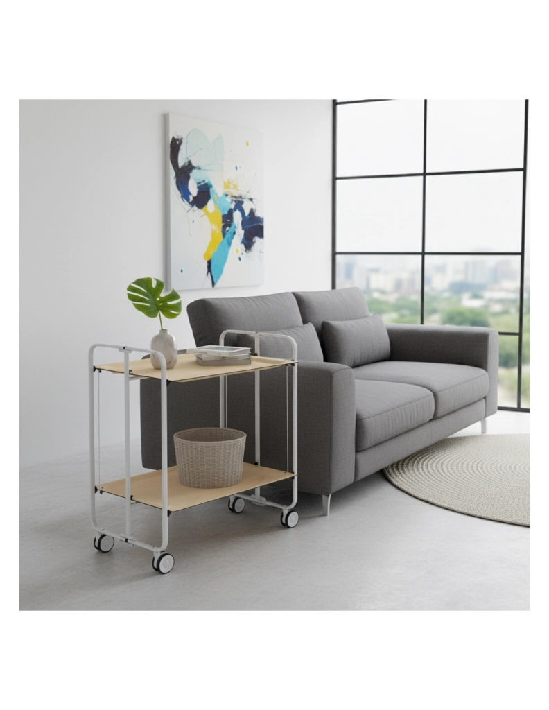Carrello da cucina pieghevole grigio con ruote BAUHAUS 2 ripiani