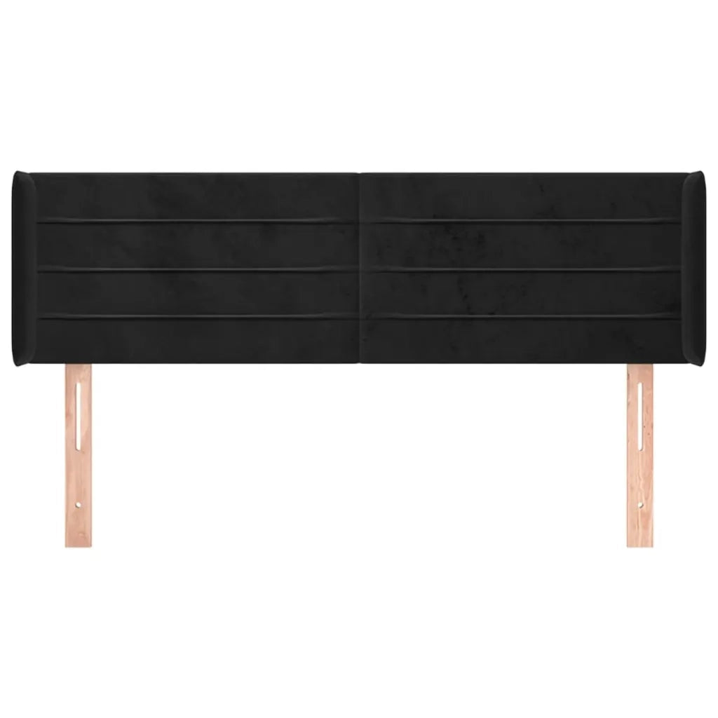 Testiera | Testata ad Orecchio Nera 147x16x78/88 cm in Velluto