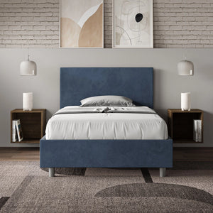 Letto Singolo 80x190 cm con Rete e Contenitore Adele Blu