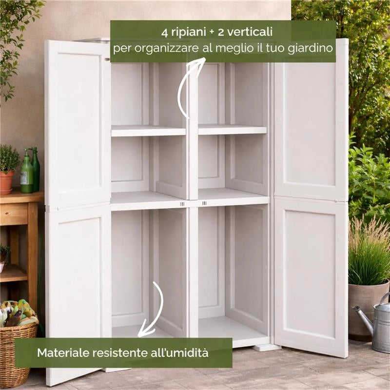 ARMADIO 2 ANTE PANNA 79X43X164 CM CON 2 MODULI E 2 RIPIANI – MOBILE ALTO ORGANIZZAZIONE CASA PER INGRESSO E LAVANDERIA