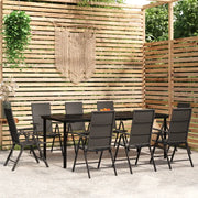 Set da Pranzo per Giardino 9 pz con Cuscini Nero 3099106