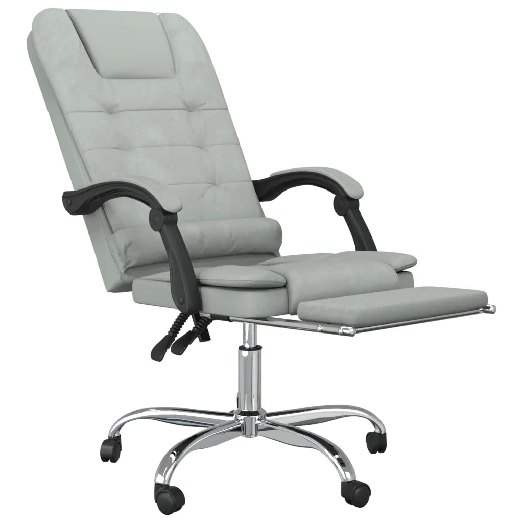 Sedia da Ufficio Massaggio Reclinabile Grigio chiaro in Velluto 349664