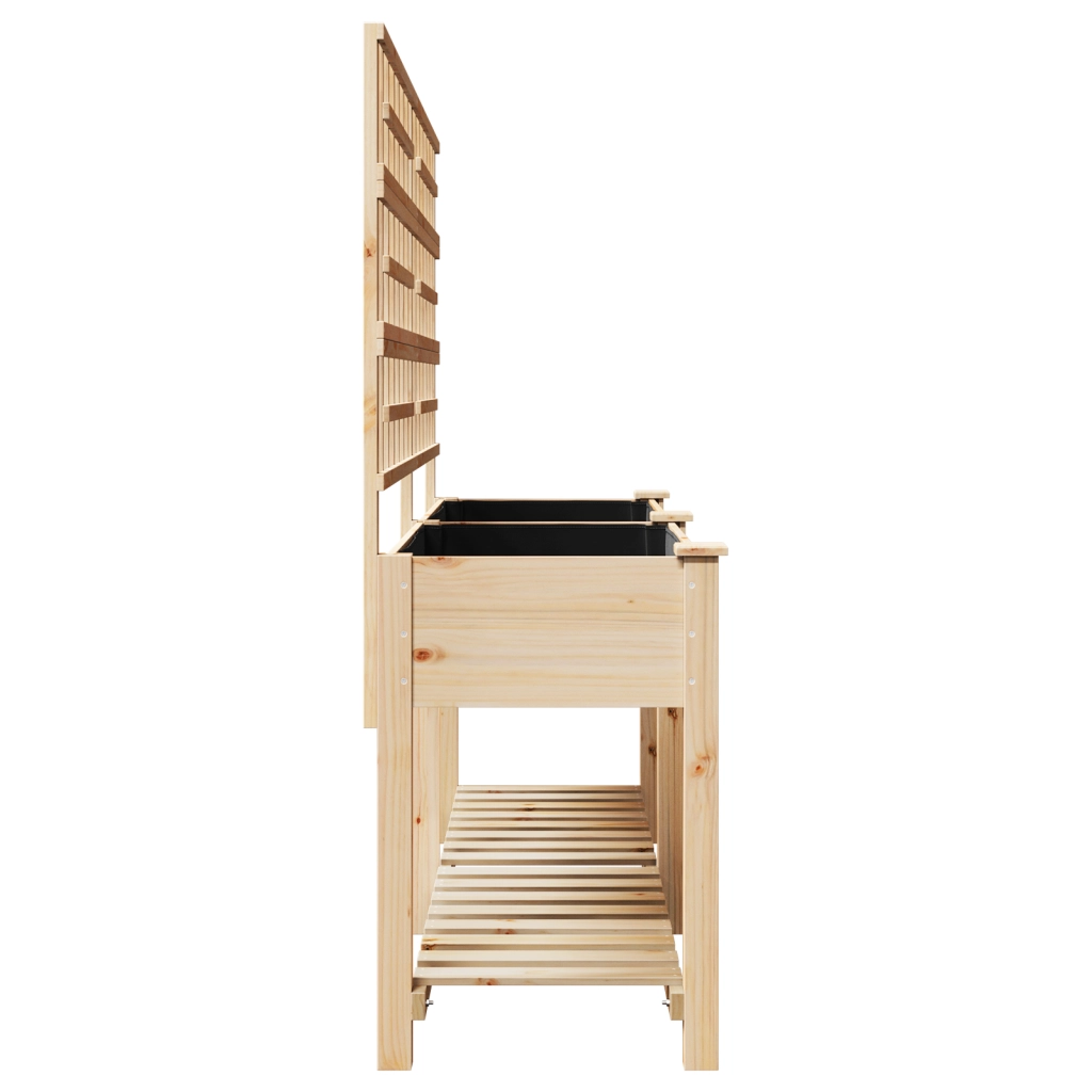 Pianter a Giardino con Trellis e Ripiano 203x53x152 cm in Legno Massello di Pino