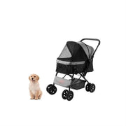 Carriolo per animali - Con cassa - Sterzo invertibile - Ripiegabile - Porta fino a 20kg - Colore grigio
