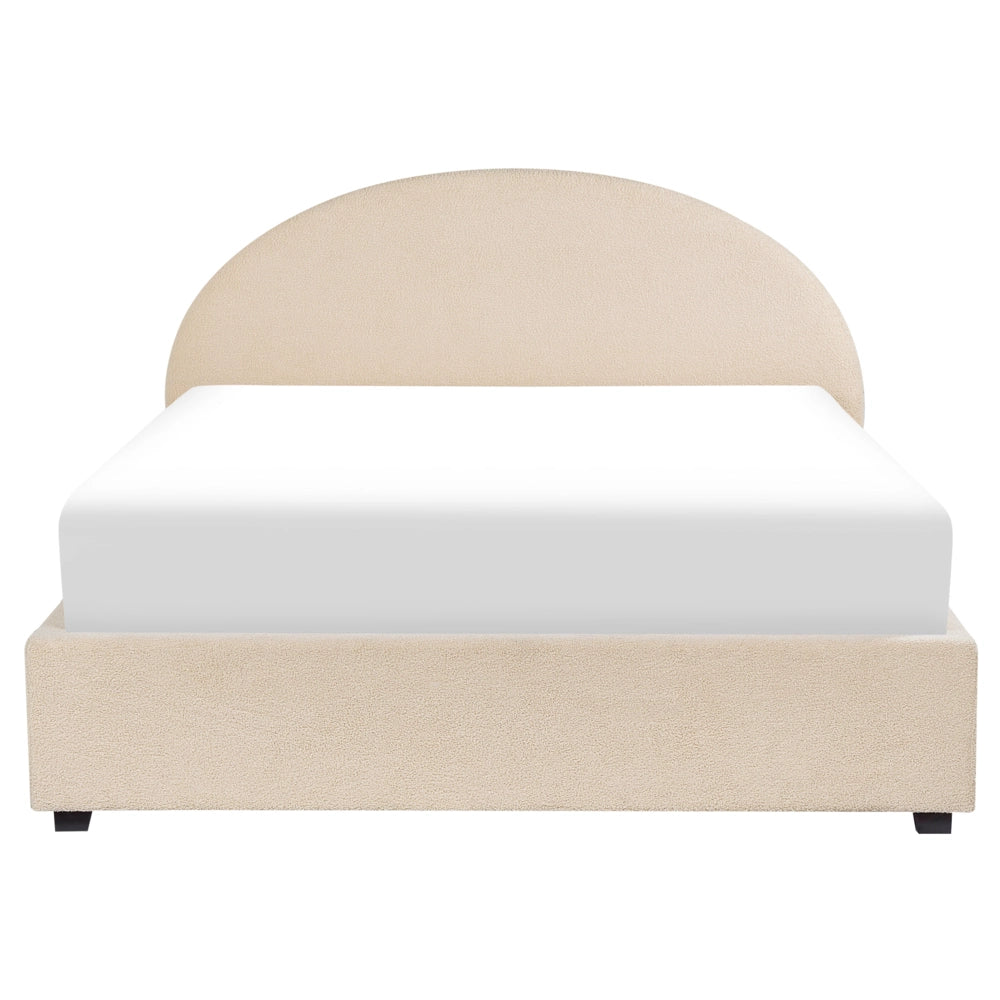 Letto contenitore matrimoniale imbottito tessuto beige retrò minimalista 160 x 200